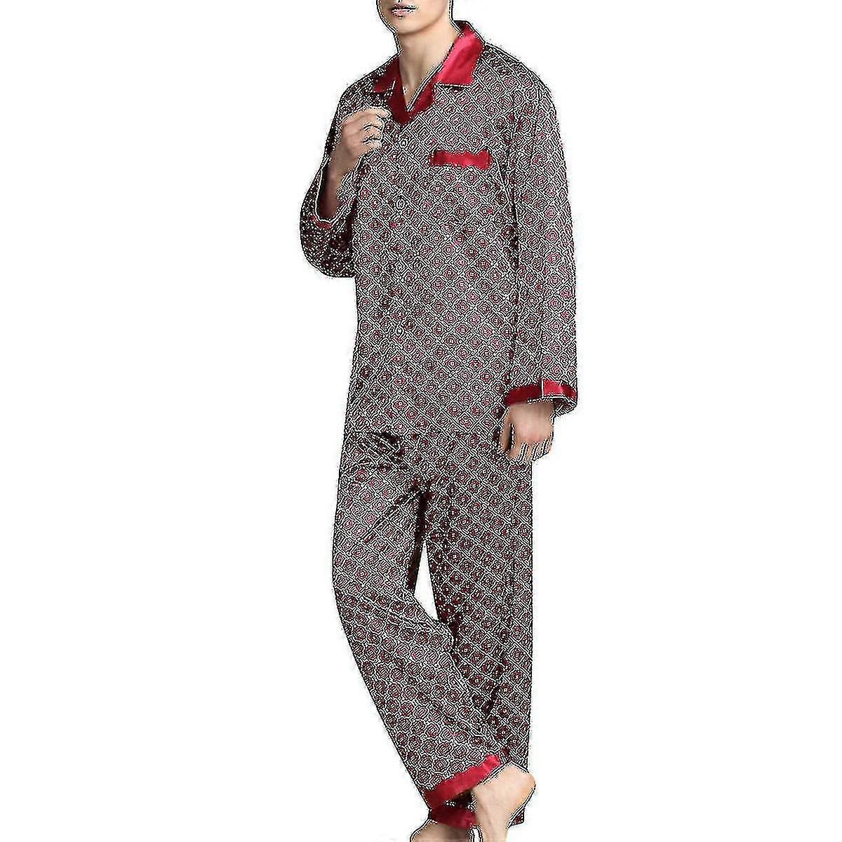 Herren Ärmel Silky Pyjamas Nachtwäsche Set