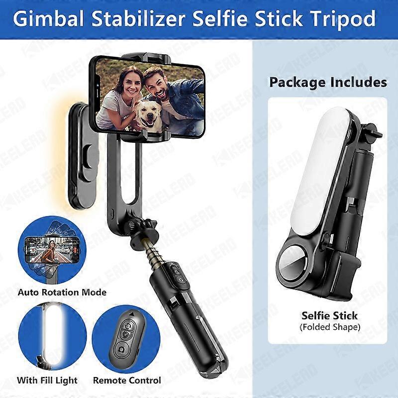 Gimbal Stabilizer with Fill Light Selfie Stick Tripod Wireless Bluetooth for Smartphone Xiaomi iPhone 13 14 Pro Max
