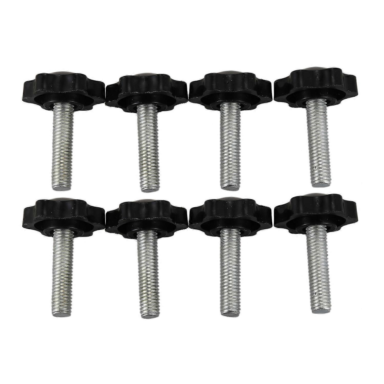 8 Pcs Black Spare Part M8 x 30mm Male Threaded Knurled Grip Star Knob