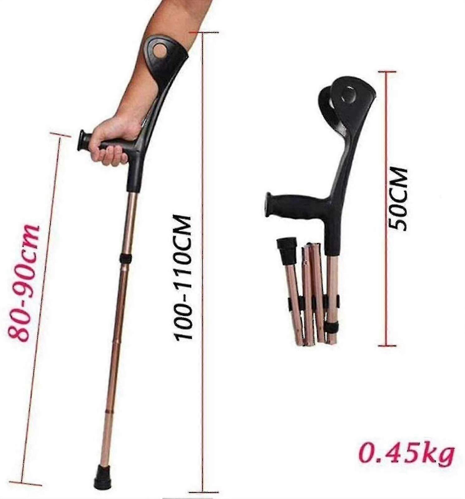 Folding Elbow Arm Adult Crutches, Height Adjustable Arm Cuff Momentum, Portable