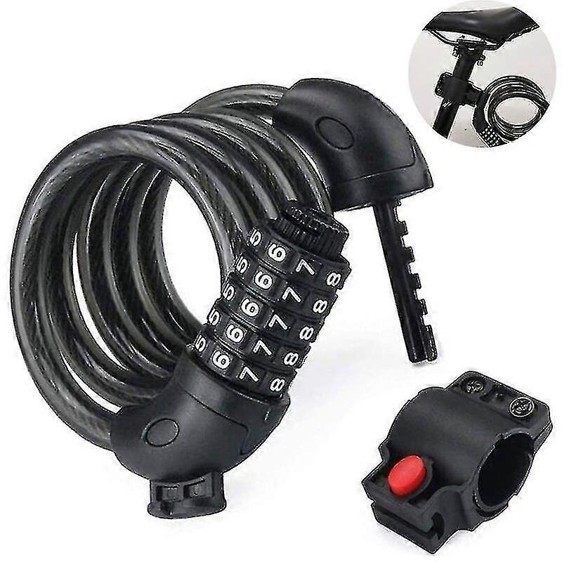 Secure Resettable Combination Coiled Cable Bike Locks With Mounting Bracket