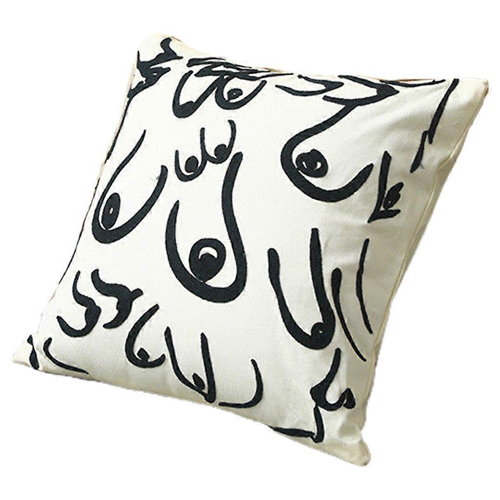 Nordic Minimalist Throw Pillow for Case Funny for Creative Woven Tufted Abstract Sketch Striped Pattern Decorative Cushion Cover for Sofa Couch Bed Ca