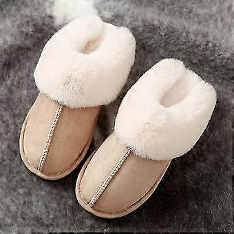Fashion Cotton Slippers, Pantofole invernali donna, Taglia 40-41, Cachi
