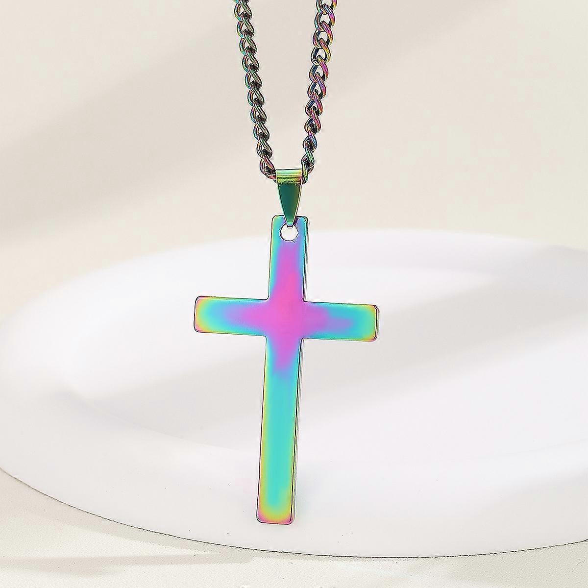 Collier simple avec pendentif croix en acier inoxydable pour homme et femme