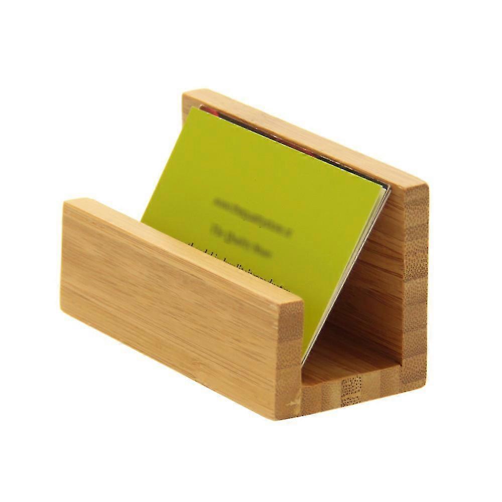 Bamboo Wood Desktop Business Card Holder For Desk Sturdy Business Card Display Stand For Office For Men And Women