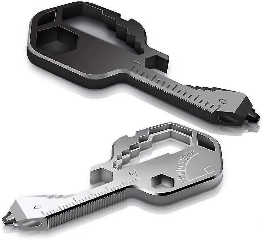 2pcs Key Tool 24 In 1 Multi Tool Wrench, Key Shaped Stainless Steel Pocket Tool