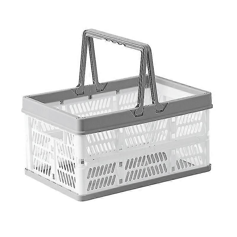 Collapsible Shopping Basket Portable Folding Storage Crate Stackable Containers Bins With Handle Fo