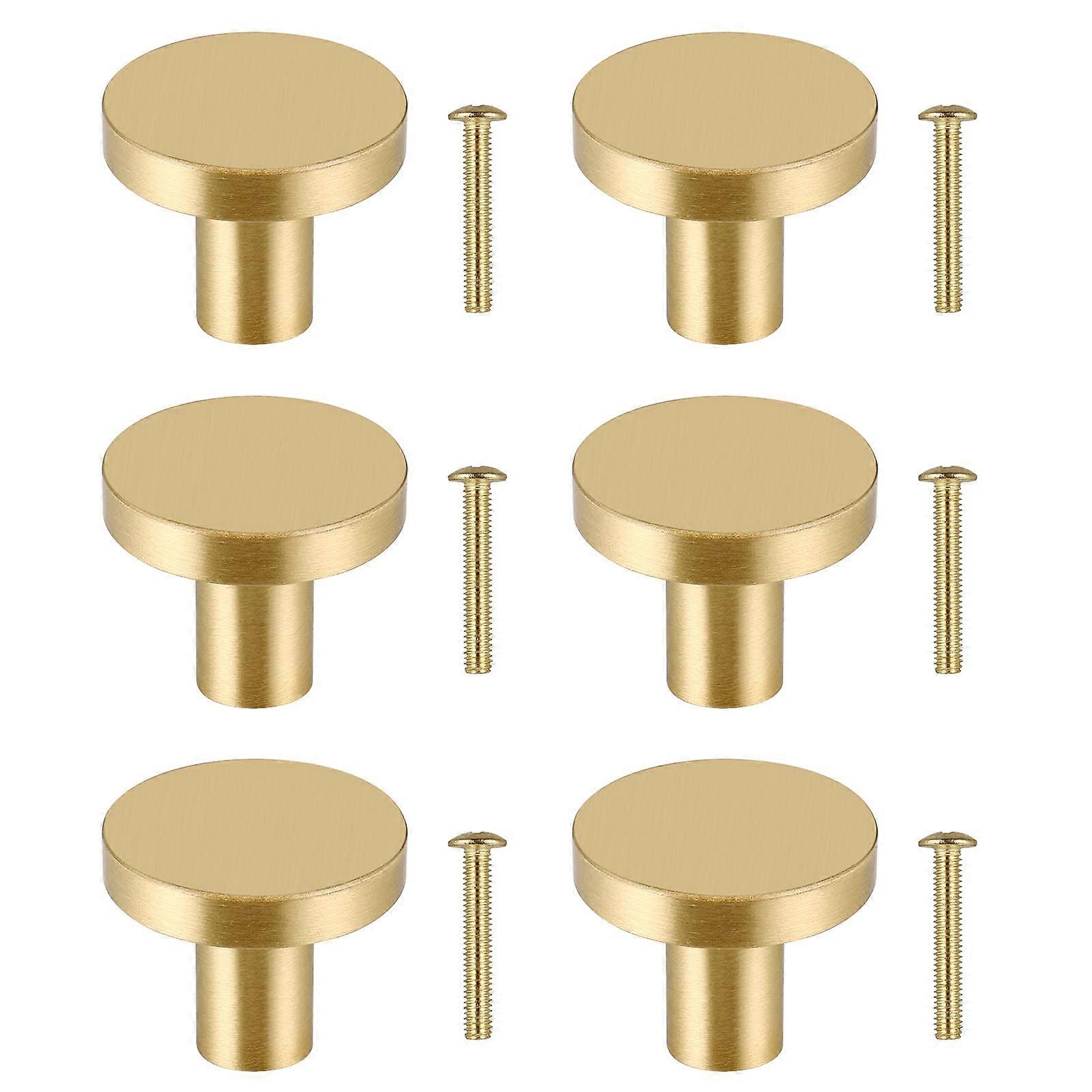 Pack of 6 Solid Brass Cabinet Knobs, Round Vintage Drawer Knobs, Mushroom Shaped Furniture Knobs for Wardrobe Dresser