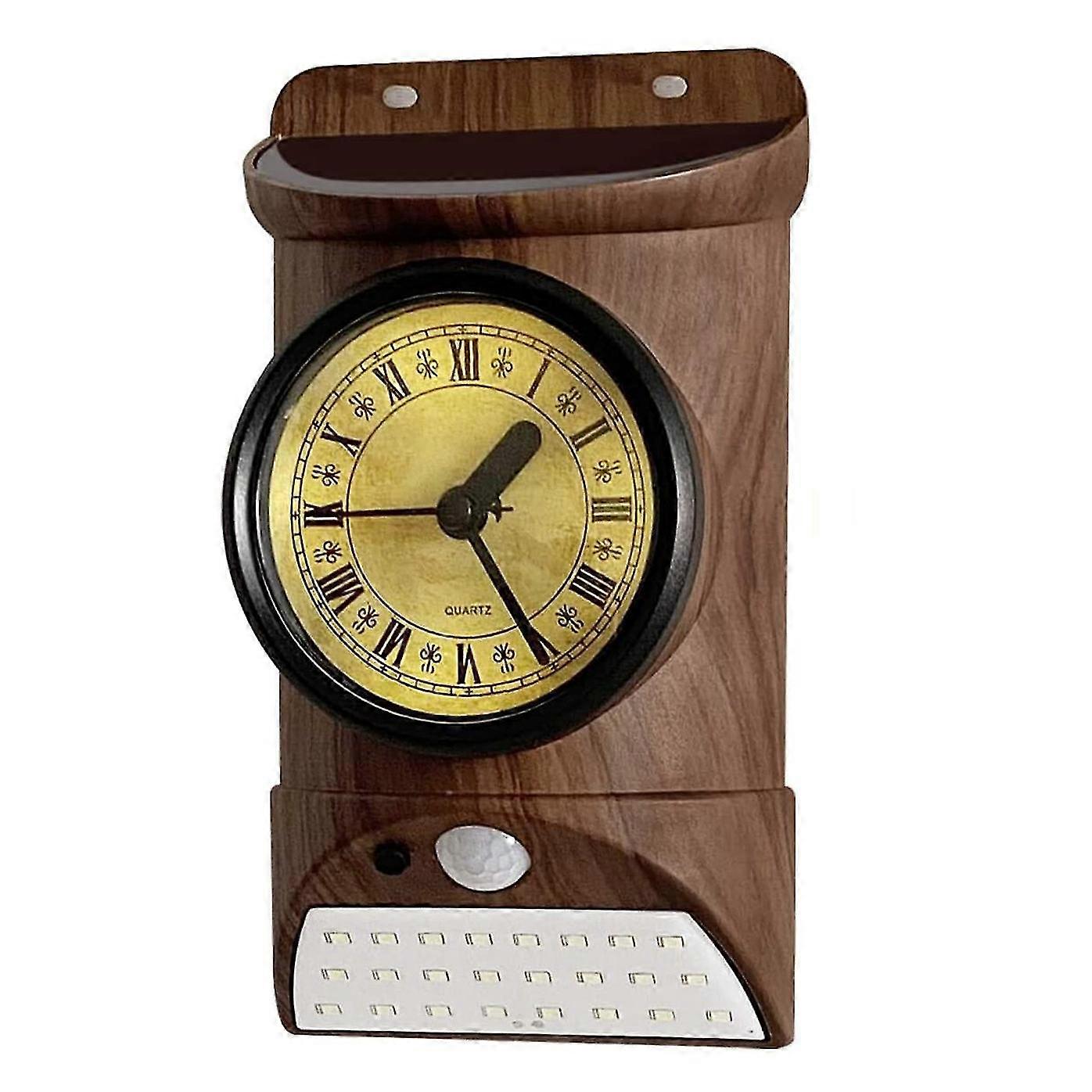 Solar Motion Sensor Light Outdoor,Wireless Lights with Clock Vintage Tree Pattern,Solar Deck Lights