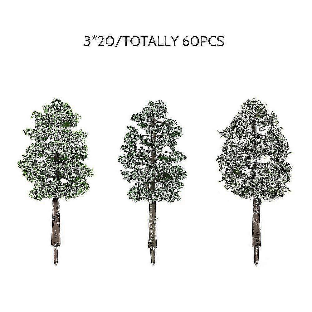 60pcs Mini Plastic Green Trees Scale Architectural Models