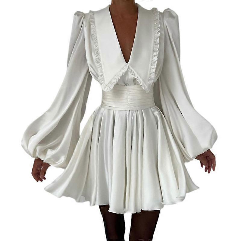 Womens Summer Dresses Lantern Sleeve Ruffle A-Line Casual Dress For Party