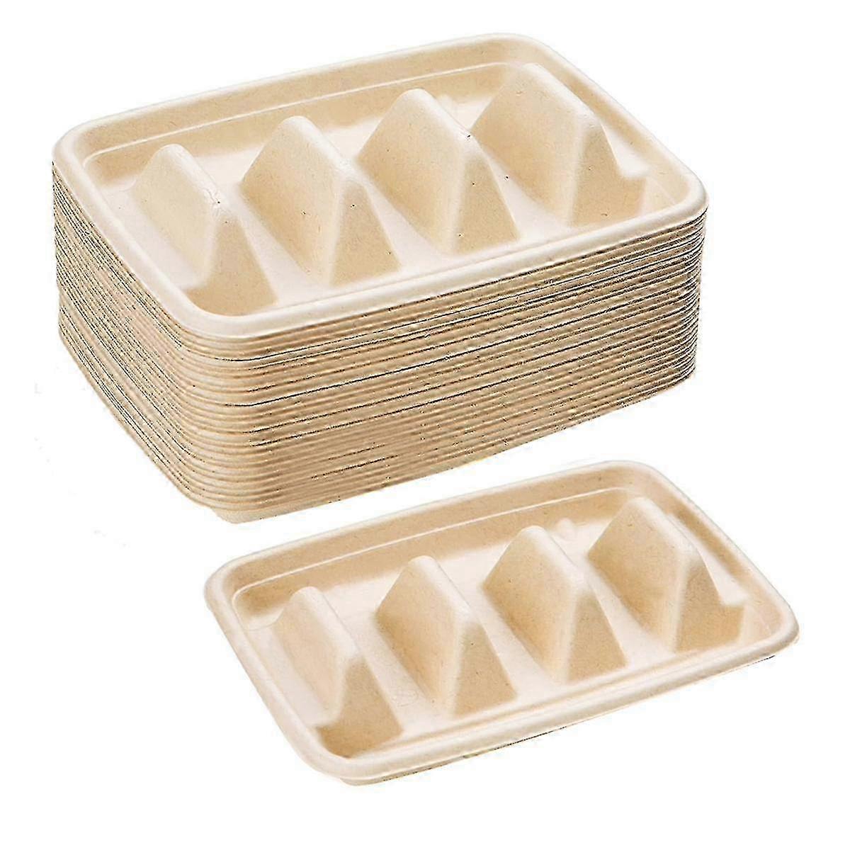 25 قطعة من حاملات التاكو للاستخدام مرة واحدة، حامل صينية التاكو، حوامل التاكو لـ 3 تاكو، لـ