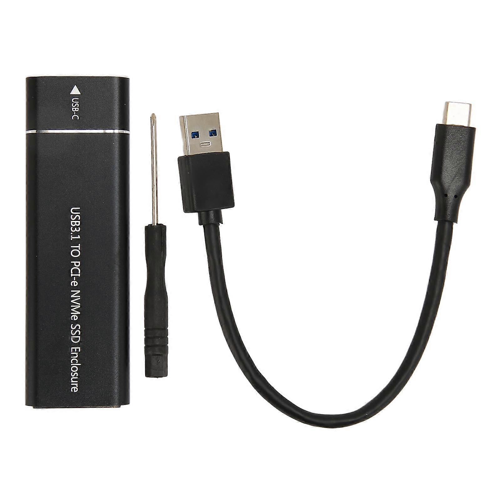 M.2 NVMe SSD Enclosure 10Gbps 2TB USB 3.1 Type C UASP Protocol Type C SSD Enclosure for 2230 2242 2260 2280 SSD Black Type A to C Cable