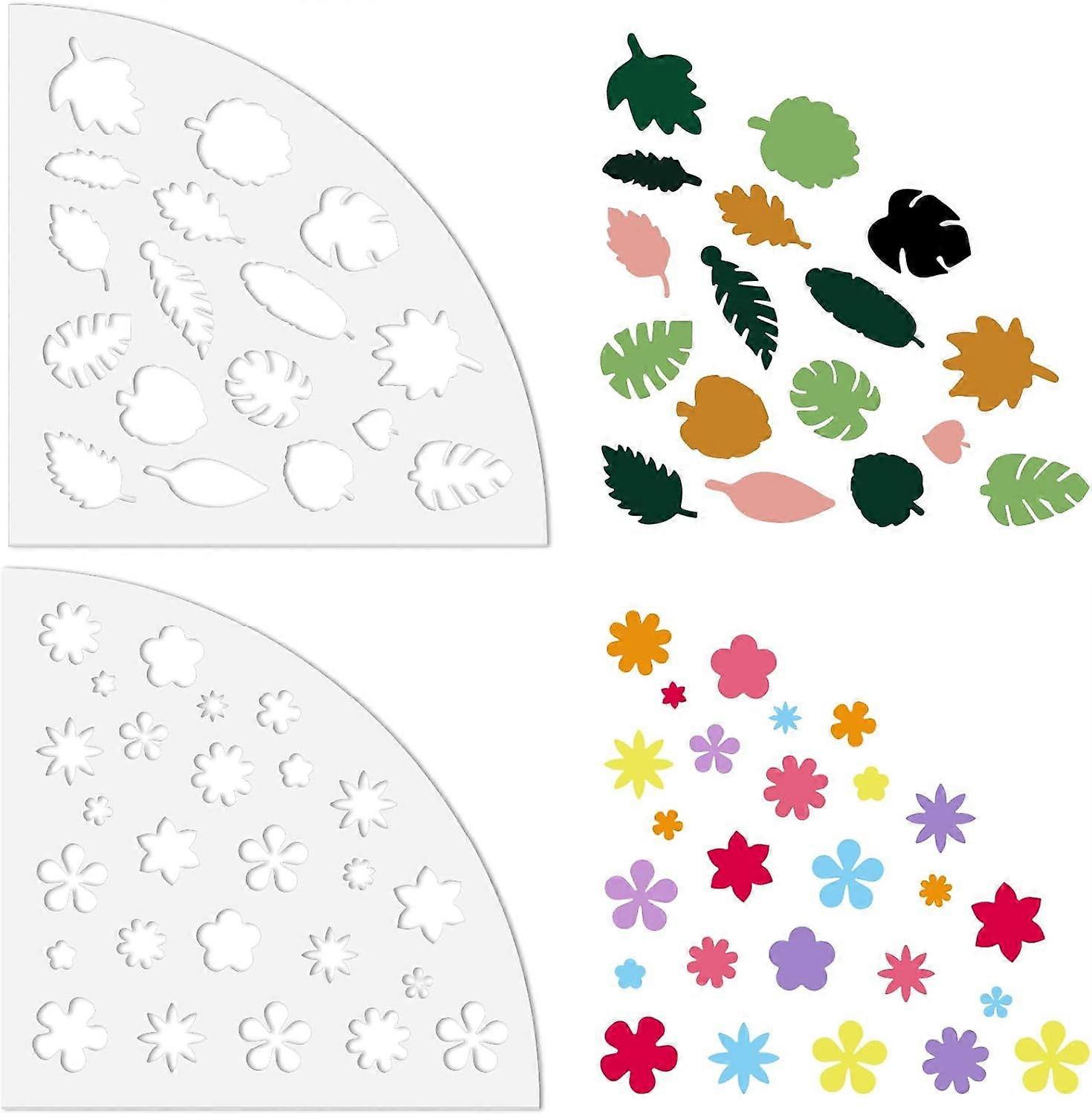 2Pcs Flower Leaf Sleeve Stencils Acrylic Tie Dyeing Stencils Bleached Shirt Template Painting Reusable Fan DIY for Scrapbooking Art Craft Wood Canvas