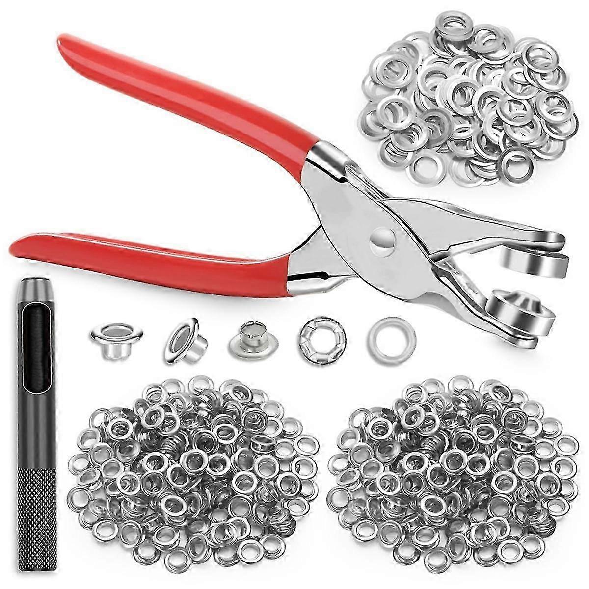 642Pcs Grommet Tool Kit 1/2 Inch Eyelet Kit with 320Pcs Eyelets Grommets, 320Pcs Washers and Gromme