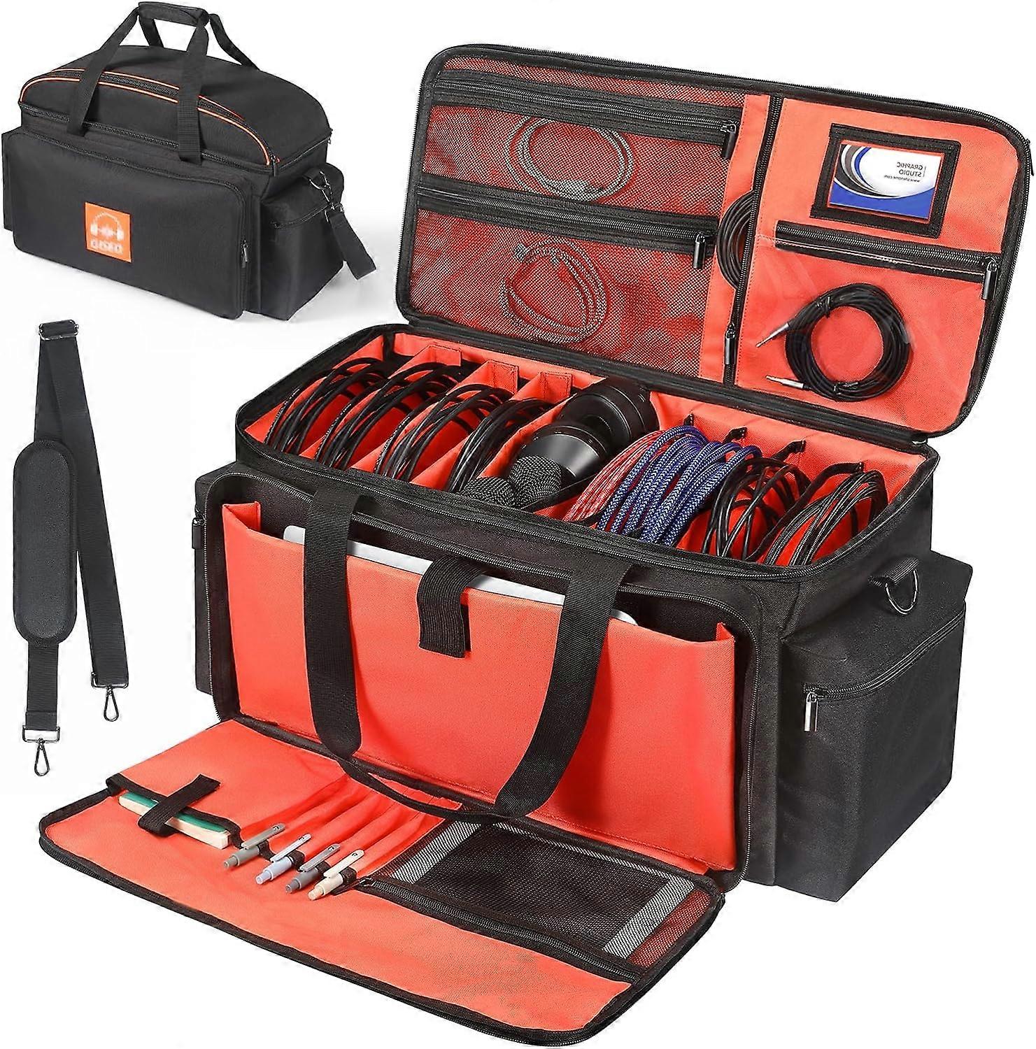 DJ Controller Gig Bag with Detachable Padded Bottom Dividers for  File Cords Sound Equipment Musician Accessories in Orange