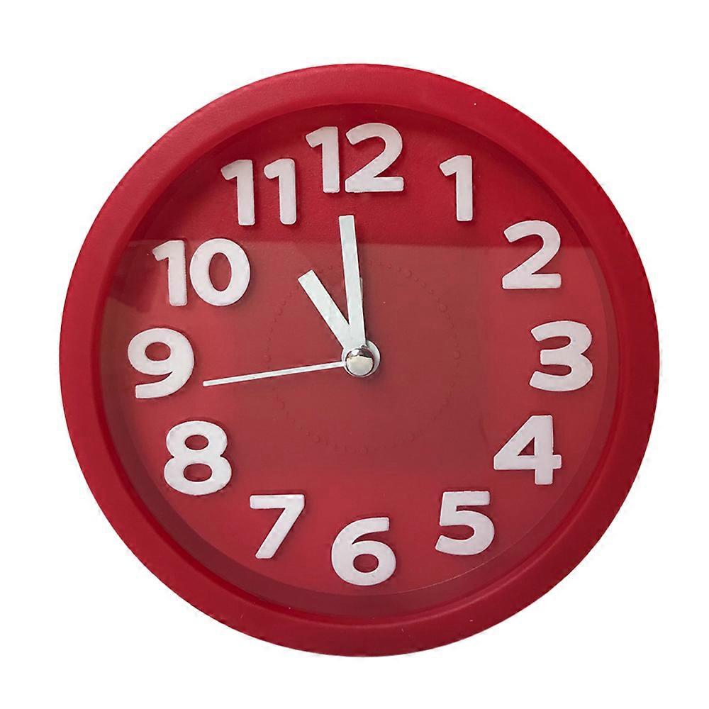 Silent Analog Alarm Clock, Non-Ticking, Battery-Powered Round Alarm Clock Red