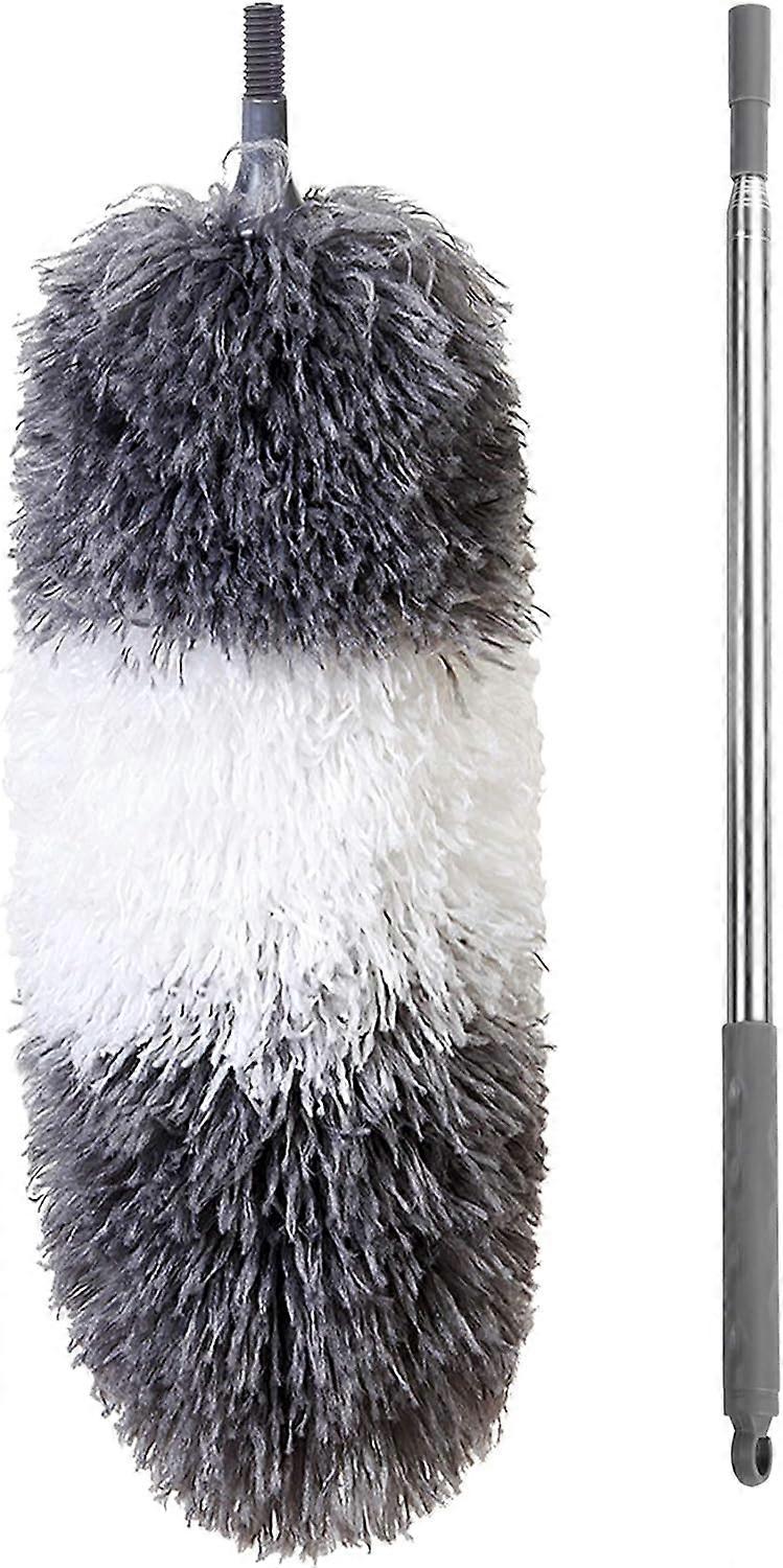 Microfiber Feather Duster with Extendable Pole,Telescoping Cobweb Duster for Cleaning, Bendable Head, Scratch-Resistant Cover, Washable Duster for Cei