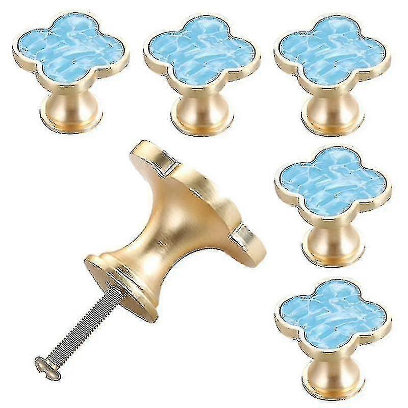 6 Pcs Four-leaf Knobs Creative Metal Handle Cabinet Drawer Pulls For Furniture Cabinet With Screws