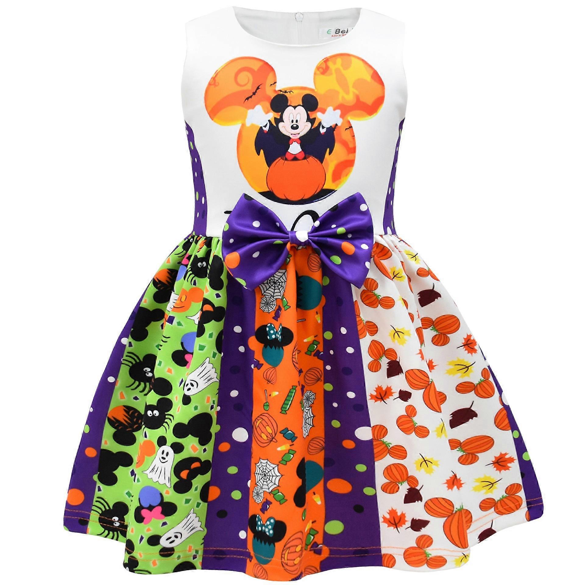 2023 nouveau numéro cm imprimé Mickey Mouse filles robe filles noeud robe