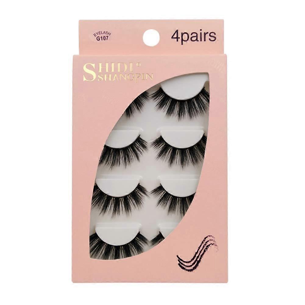 4 Pairs 3D Watermane False Eyelashes Invisible Reusable Black,G107