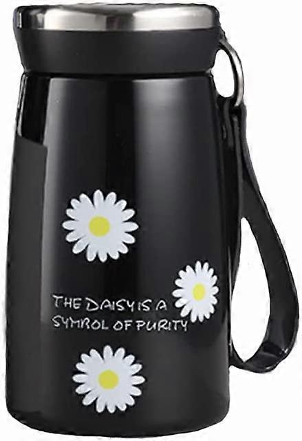 Daisy fresh creative water cup, portable thermos cup (black)