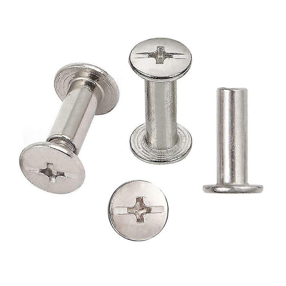 30 Sets Chicago Binding Screws, 5mm X 15mm Nickel Plated Binding Screw Binding, Silver Tone