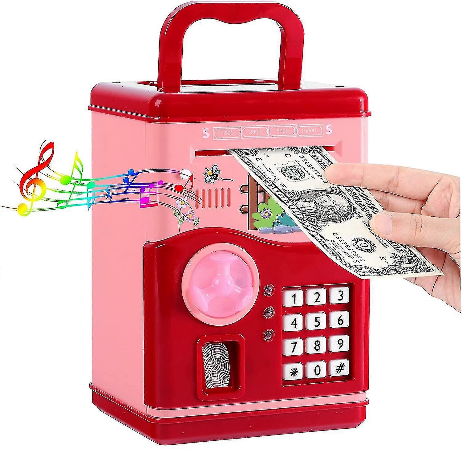 Piggy Bank, Electronic Real Cash Coin Money Bank With Safe Password Lock, Auto Scroll Paper Money Saving Box Toy