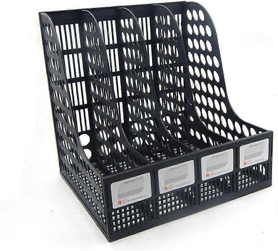 Plastic 4 Compartments File Rack - Desktop Paper Holder Organizer