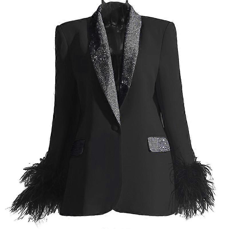 Women's Long Sleeve Open Front Blazer Coats Work Office Jacket Pink