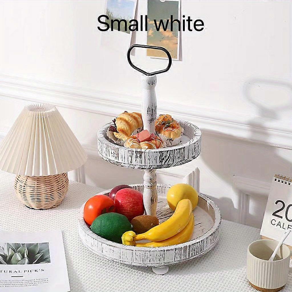 Elegant Solid Wood Double Layer Cake Stand - Stylish Kitchen & Party Display for Cupcakes, Desserts, Fruit, and Sundries - Perfect for Weddings, 4th O