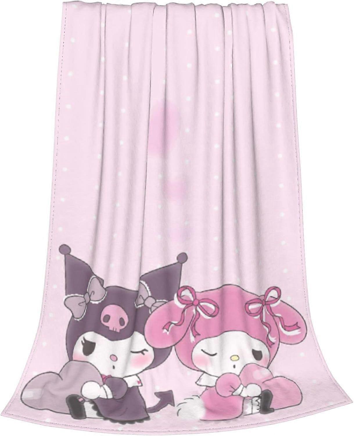 لحن الأرنب الخاص بي و KuRomi بطانية ناعمة من الفانيلا لحاف مزخرف طوال الموسم بطانية لحاف دافئة ومريحة لأريكة سرير الأريكة