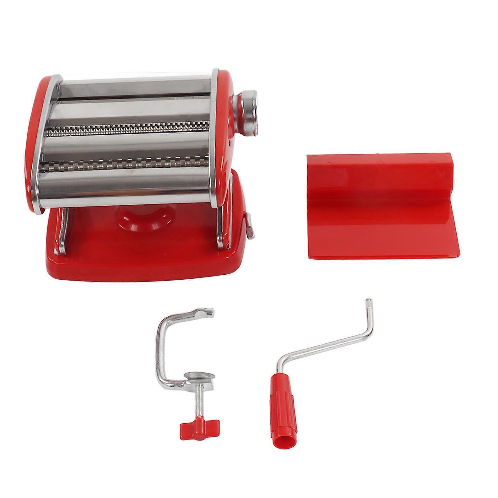 Pasta Maker Machine Sucker Type Husholdning Rustfritt stål Liten Multifunksjon Noodle Press Manuell Noodle Rolling Machine Red Sugekopp 2 Kniver