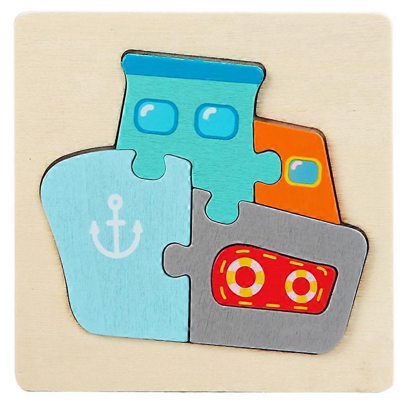5 PCS Children Wooden Three-dimensional Puzzle(Ship)
