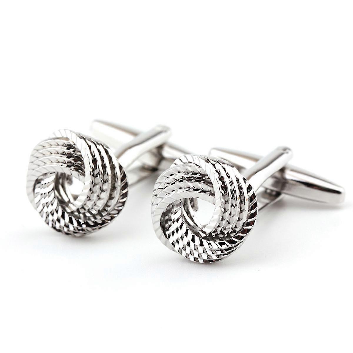 1 Paar Herrenhemd Ohrstecker Twist Muster Manschettenknöpfe versilbert für Business Hochzeit Party