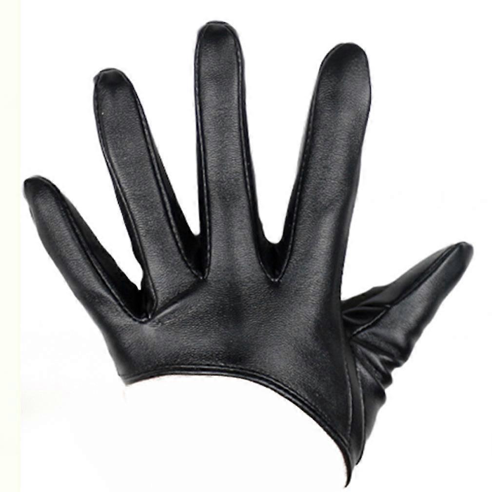 Half Palm Gloves Club Dance Photograph Patent Leather Gloves Black