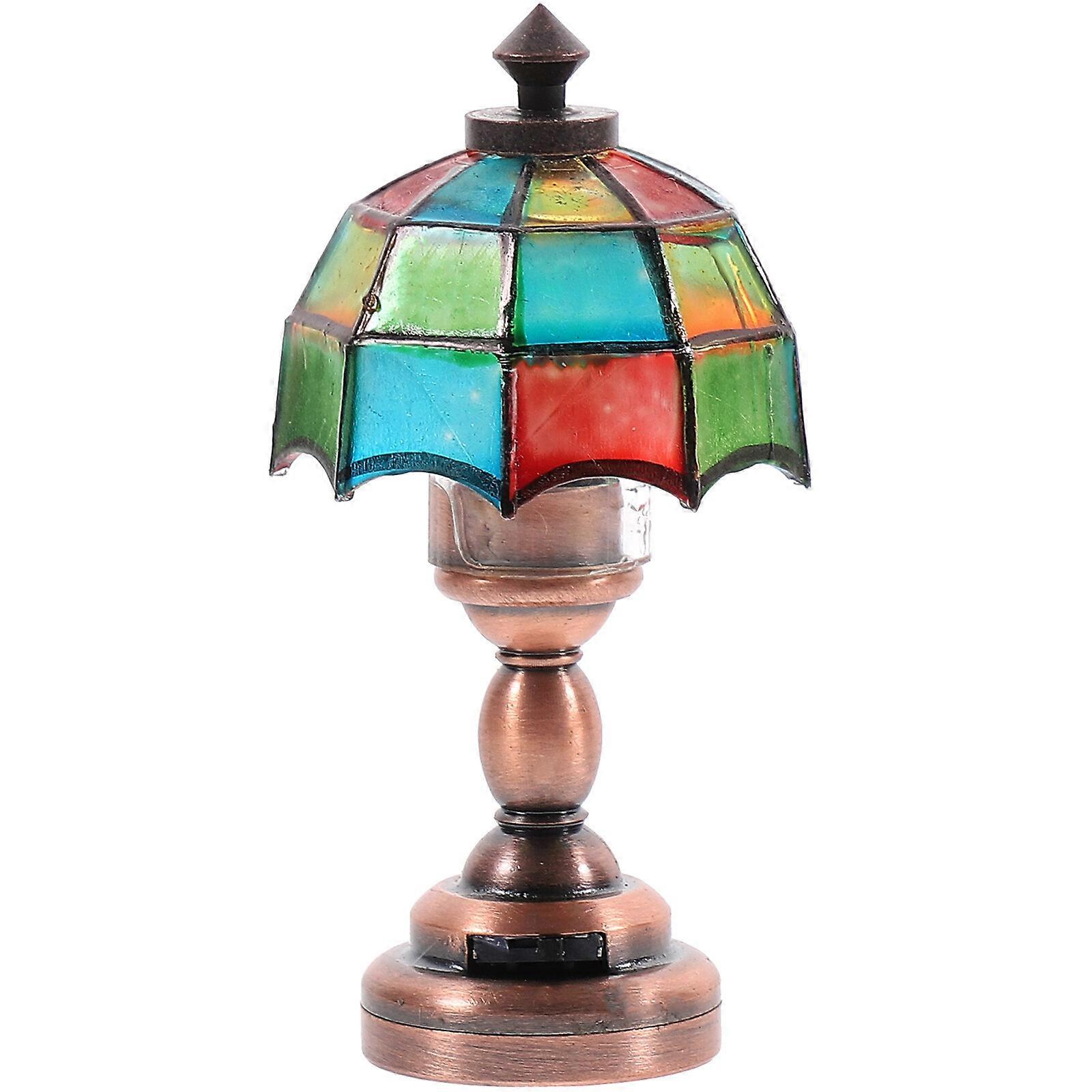 1/12 mini casa miniatura guarda-chuva forma abajur lâmpada LED Desk Lamp Light