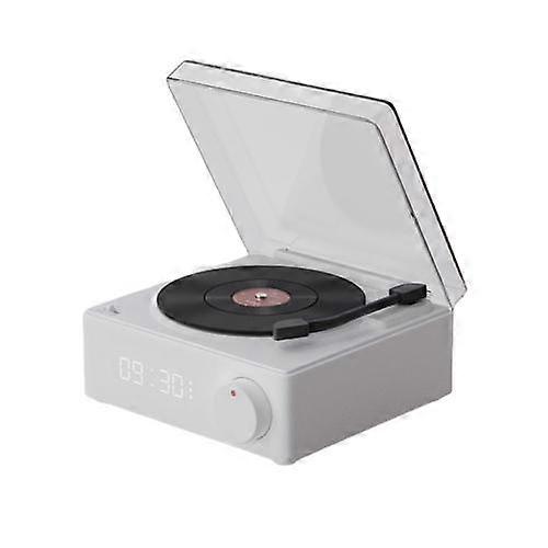 Retro Wireless Speaker Bluetooth 5.0 Stereo Music Player Desktop Alarm Clock Vintage Vinyl Record Shape Support TF Card/AUX Play