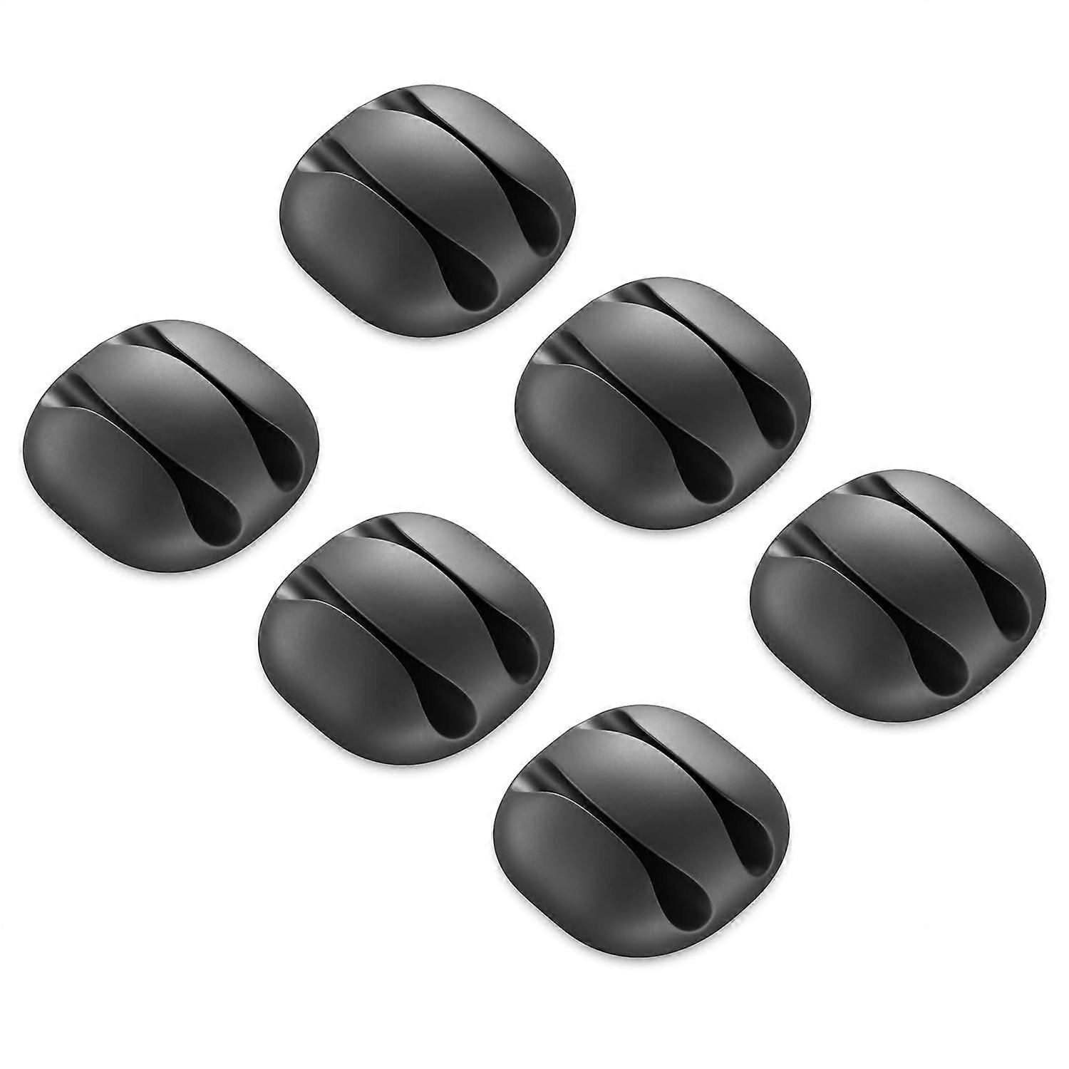 Black6 Pack Cable Holders Cable Guides Self-Adhesive Fixing Storage Clips Cable Fixing Cable Management Cable Clips - For 2 Cables
