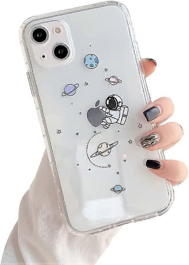 Compatible with iPhone 13 Case for Clear Creative Astronaut Cute Cartoon Pattern for Boys Girls Soft TPU Protective Slim Shockproof Case for iPhone 13