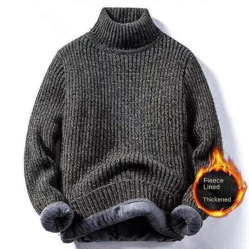 Winter Herren Fleece Rollkragenpullover Schlanke gestrickte Pullover Herren Einfarbige Freizeitpullover Herren Warme Strickwaren