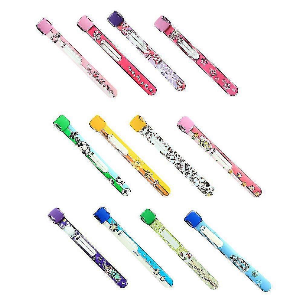 12pcs Children Safety Id Wristbands Reusable Adjustable Waterproof Identification Bracelets (random Pattern)