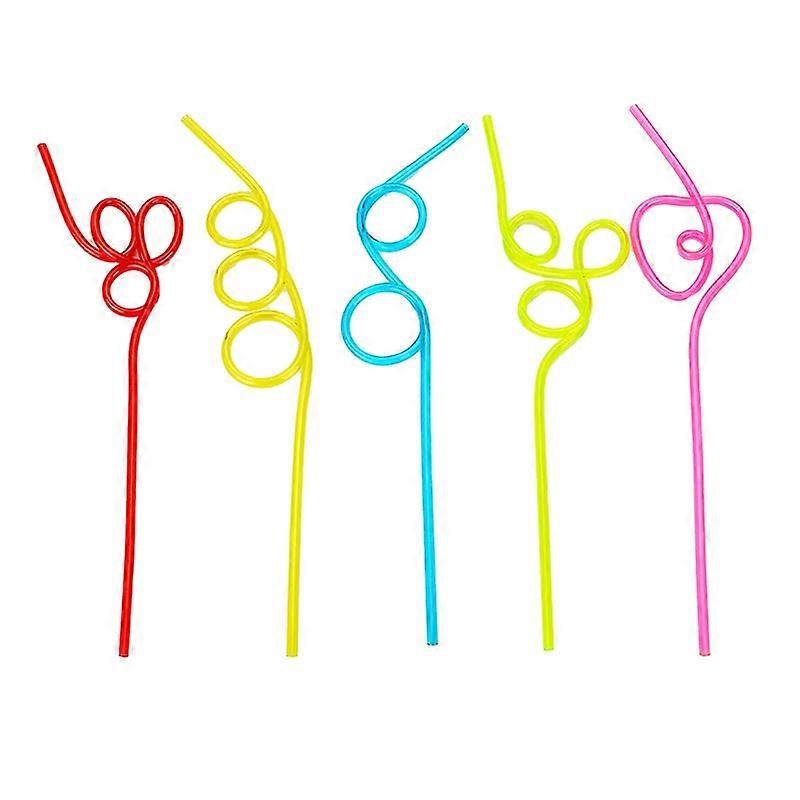 5Pcs/Set Straw Colorful Multi-shape Plastic Varied Twists Straws Bar Accessories JIKAIX