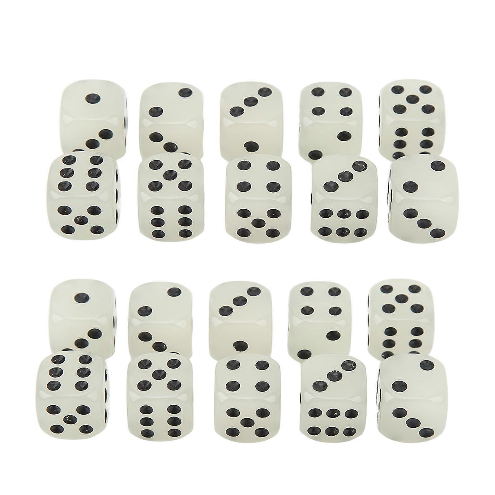 20PCS Dice Cubes Luminous Large Size Plastic with Black Points 6 Sided Dice for Bar Table Game