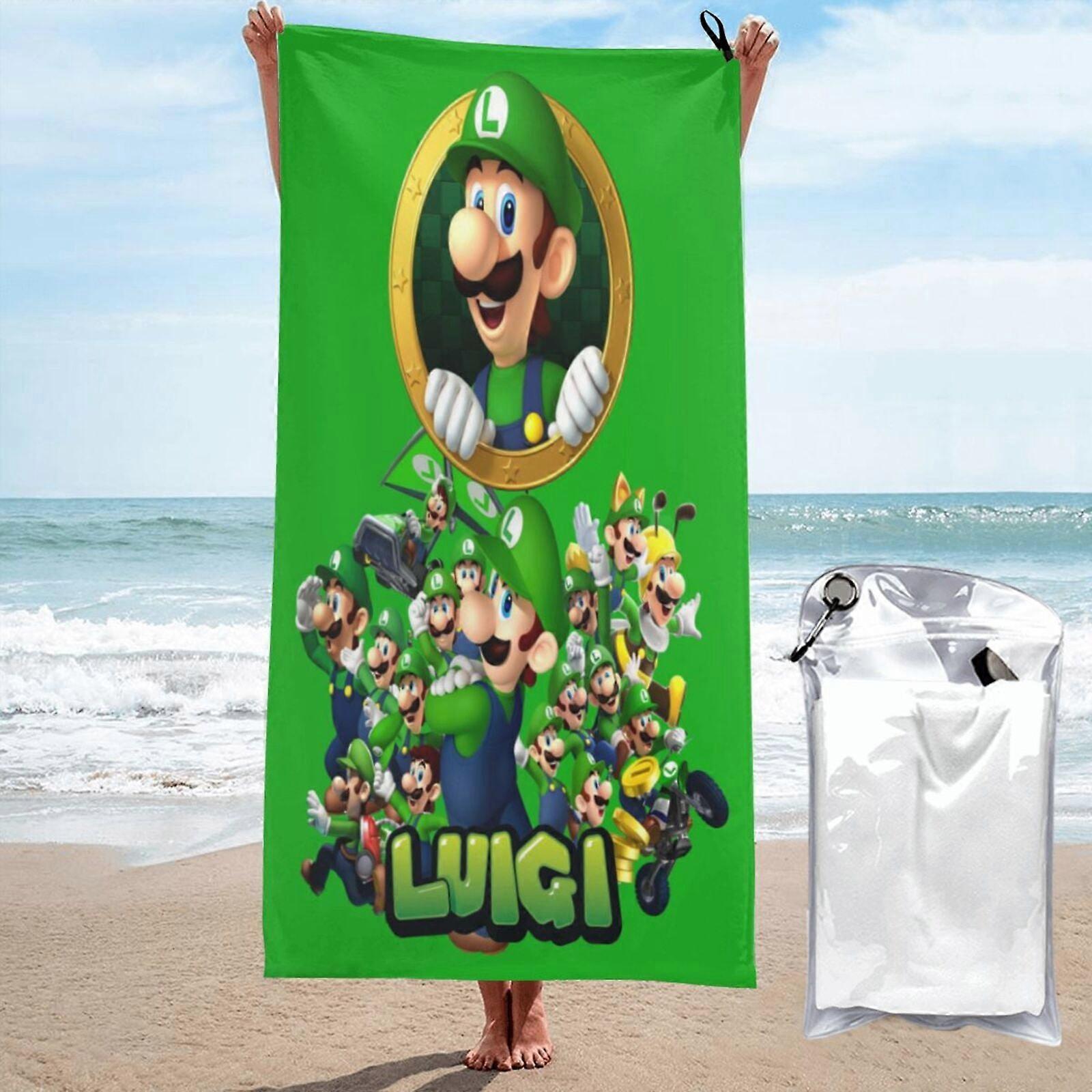 p743Mario Luigui Mansão Praia Toalha Absorvente Toalha Grande 3D Toalha dos desenhos animados LXMT2912