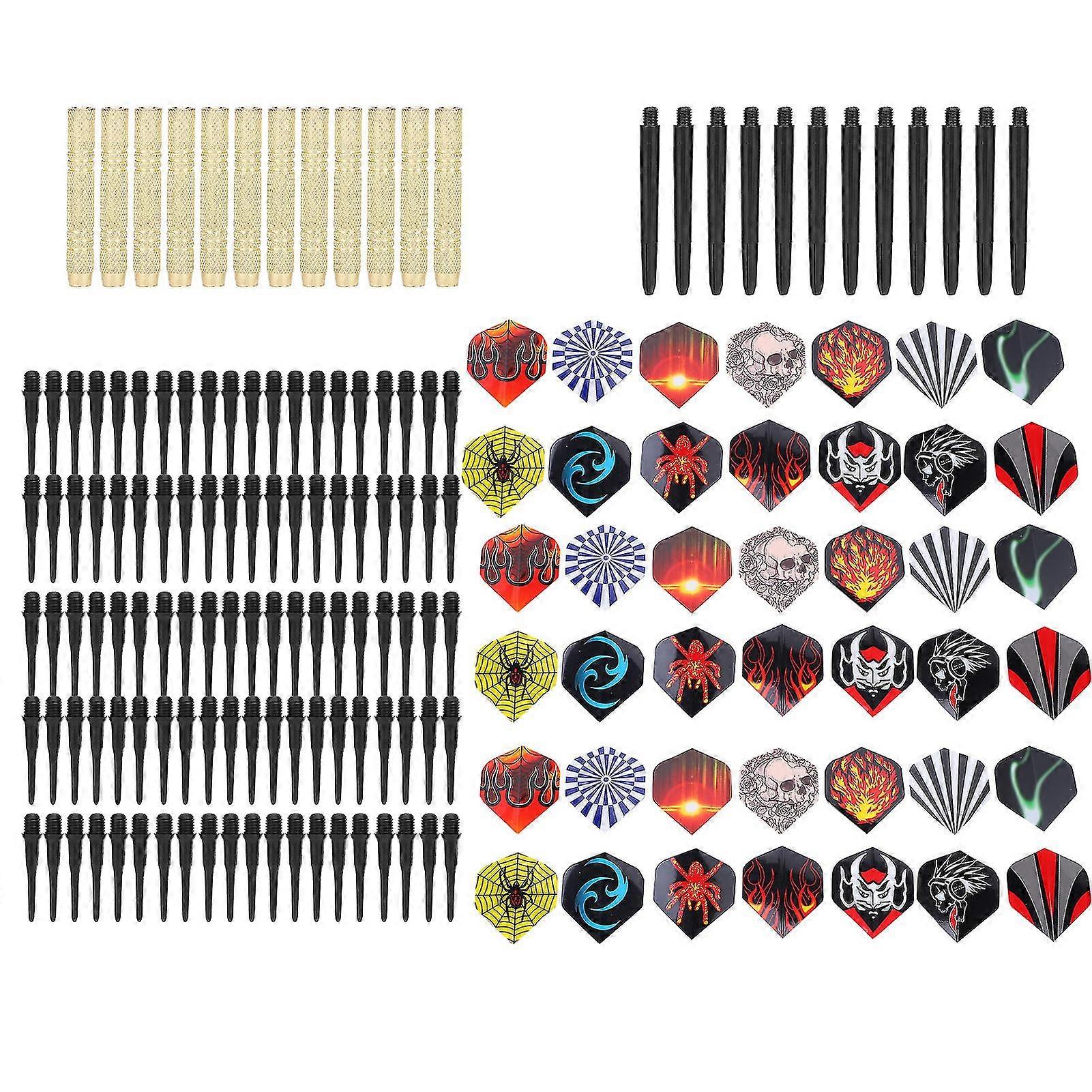 Safety Darts Set - 14G, 12pcs Darts Shaft, 42pcs Flights, 100pcs Tips