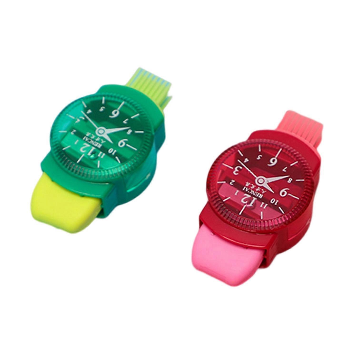 2Pcs Pencil Sharpeners with Erasers Brush Cute Watch Shape Multifunctional Sharp Blade Sharpening