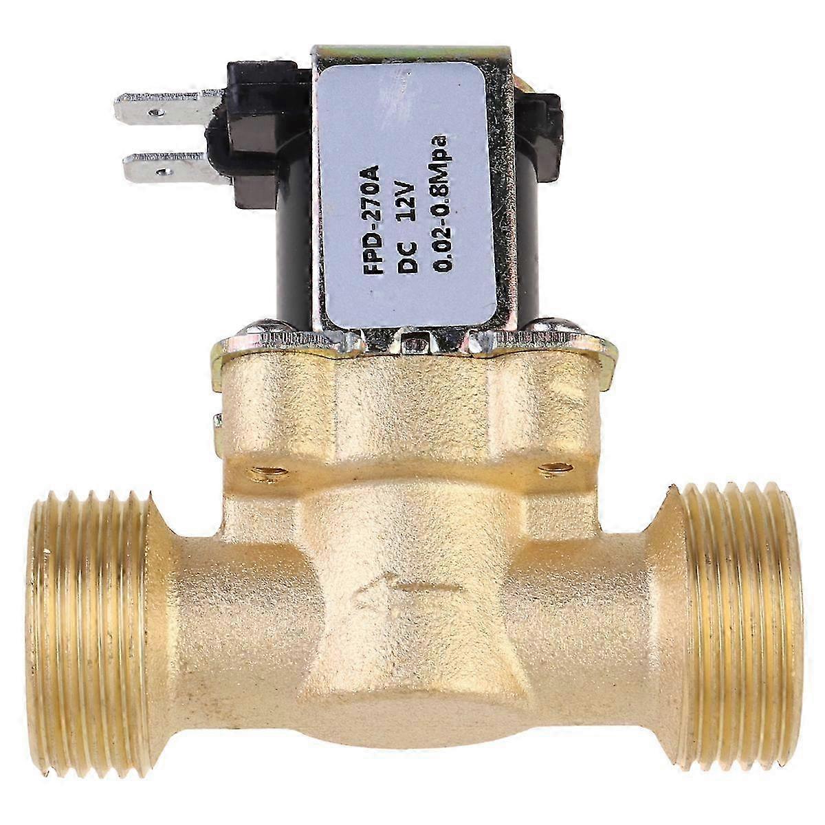 G3/4 DC 12V Electric Solenoid Water Inlet Flow Switch Quick Connect Normally Closed Electromagnetic (Golden)