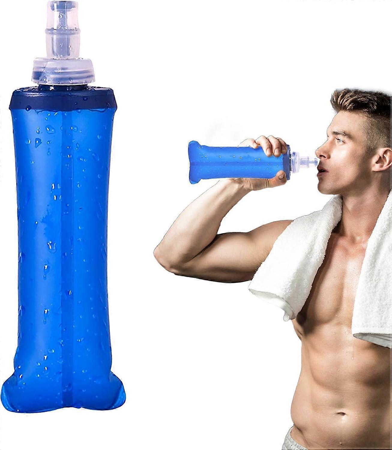1 Pcs Soft Flask 250ml, TPU Foldable Running Water Bottles, Soft Collapsible Water Bottlefor Running Hiking Cycling Marathon Climbing