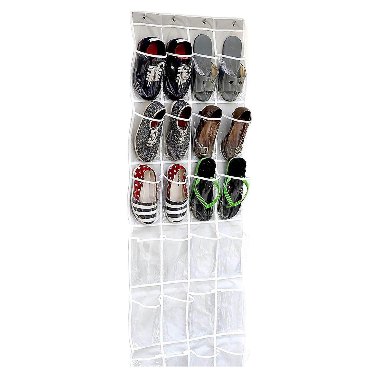 6-Layer Shoe Organizer Hanging Bag Transparent Non-Woven Fabric 24 Pocket Large Space Strong Loading